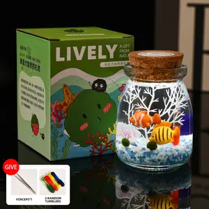 Calming Marimo Water Garden - 3.5" Self-Sustaining Closed Ecosystem, Glowing Low-Maintenance Aquascape Kit for Desk & Focus, Soothing Low-Light Micro Habitat (Includes LIVELY Moss Ball Pet)