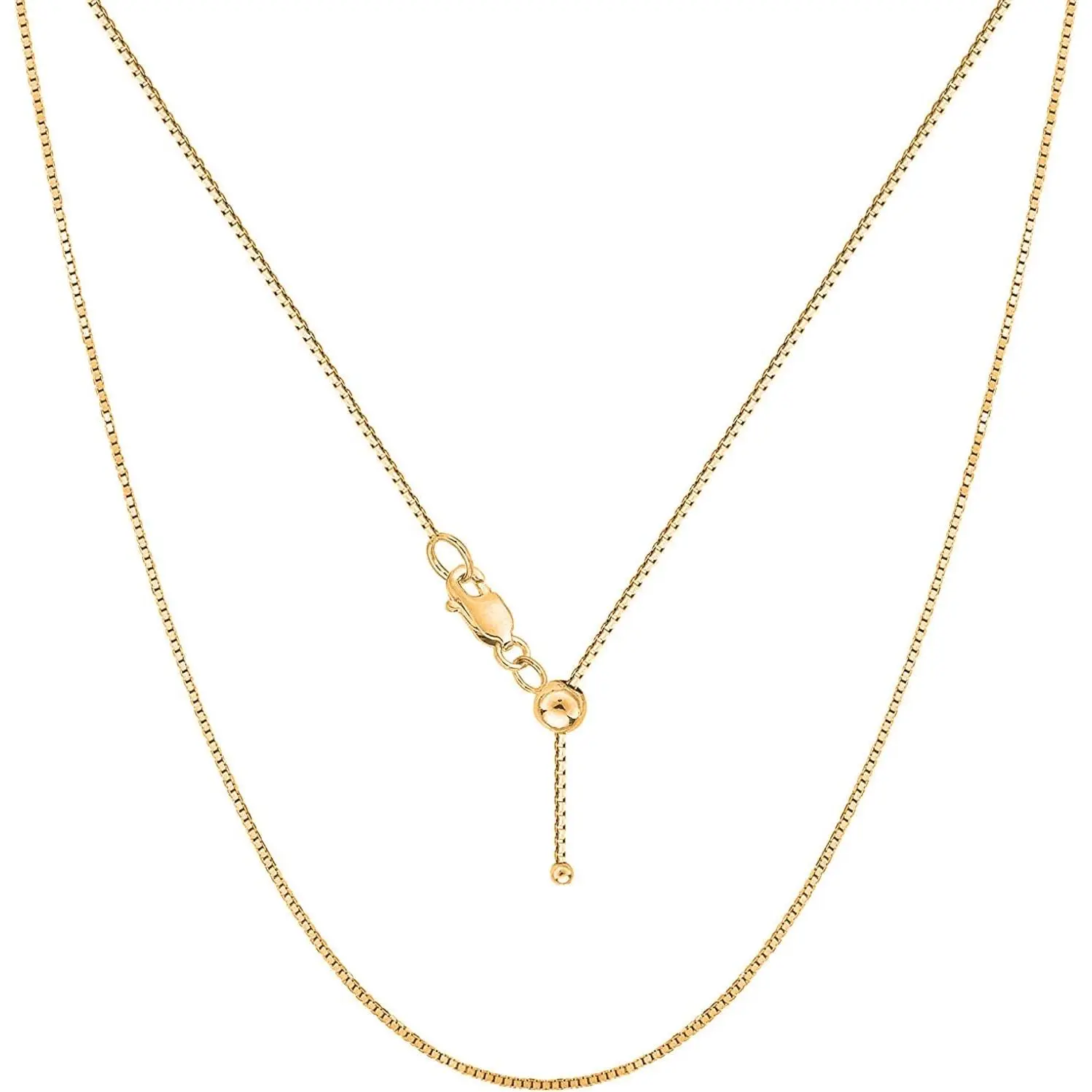 925 Sterling  Solid 0.8mm Box Adjustable Bolo 14-24 Inch Chain Necklace For Women -   Comes With a  Box