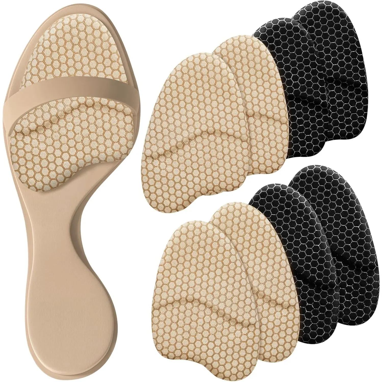 Pain Relief Metatarsal Pads for Women, Ball of Foot & Heel Cushions for High Heels, 4 Pairs Anti-Slip Gel Inserts for All Day Comfort, Invisible in Shoes