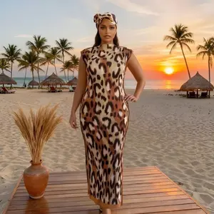 Women's Elegant Animal Print Long Dress Set, Slim-Fitting Moo Moo Skirt & Scarf, Beach Sun Protection Shawl, All Seasons Fashion, Accessory, Womenswear, Lady