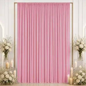 Spandex Backdrop Curtain Pink 10ft x 12ft, 4-Way Stretch Wrinkle-Free Photo Booth Backdrop with Rod Pockets for Wedding & Events