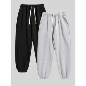 Men's Solid Drawstring Waist Thermal Lined Sweatpants, Casual Comfy Regular Fit Jogger Pants for Fall & Winter, Men's Trousers for Daily Wear, Pants for Men, Work Pants Men, Baggy Trousers, Men's Bottoms, Workout Joggers, Casual Sports Trousers