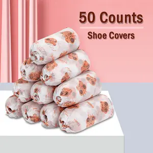 50 counts Disposable Thickened Cartoon Shoe Covers,Home Indoor Non-slip Anti-dirty Foot Cover, Breathable Foot Covers for Shoes