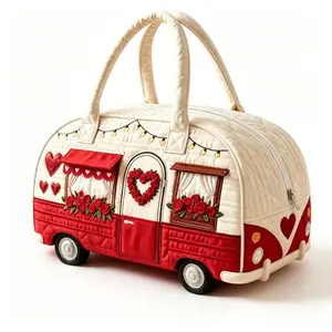 3D Red Rose Heart Print Duffle Bag, Large Capacity Travel & Gym Weekender Bag for Women, Lightweight for Daily & Weekend Use