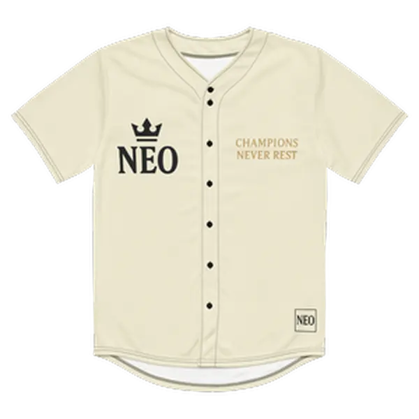 NEO Champions Never Rest Jersey - 100% Recycled Polyester, Moisture-Wicking, UPF 50+, Regular Fit, Button Closure, OEKO-TEX 100 Certified, Baseball Jersey