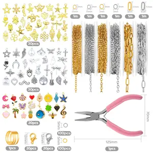 Golden Silvery Chain for Jewelry Making, 19.7ft 6 Rolls Stainless Steel Chains Bulk with 348pcs Charms, Jump Rings Lobster Clasps Set for Bracelet Necklace Crafts, Bracelet Beads for Jewelry Making, Jewelry Making Supplies, Handmade Jewelry Wire Beaded