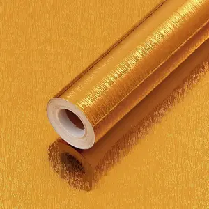 Golden Peel And Stick Wallpaper Border, PVC Self Adhesive Removable Contact Paper, Metal Look Decorative Strips, Mirror Frame Sticker, for Bathroom, Kitchen, Decor, Cabinets, Door Frames, Skirtings, Window Sills, Furniture, Desktops, Fridge