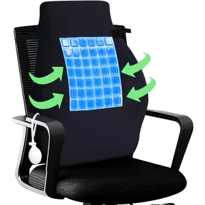Airbag Lumbar Pillow With Cooling Gel Relieve Back Pain Keep Back Cool/Dry, Back Pillow for Office Chair Lumbar for Back Pain Relief, Black