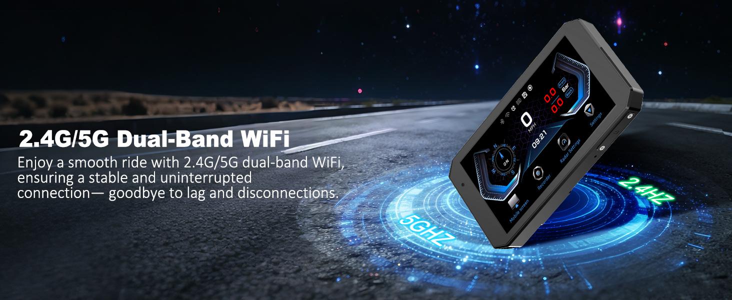 HURRA Motorcycle Carplay Android Auto with 5.5" Waterproof Touchscreen, TPMS, Millimeter Wave Radar, GPS Navigation,Dual 2K Dash Cam,BT,Real-time Alerts,OTA Updates,Quick Release Anti-Theft Mount