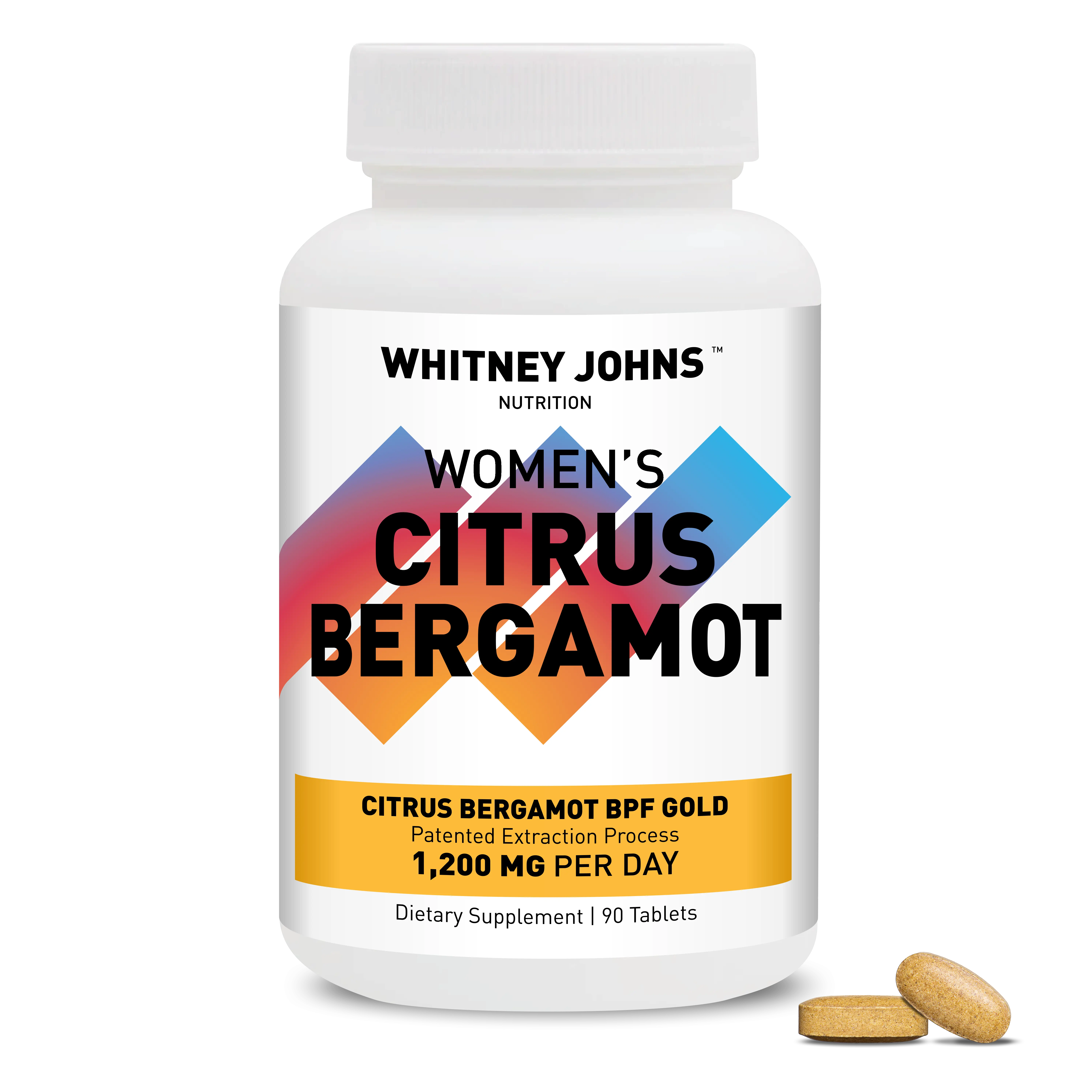 Whitney Johns Citrus Bergamot for Women, Bergamot Supplement for Womens Health and Wellness, Antioxidant,1200mg, 90 Tablets