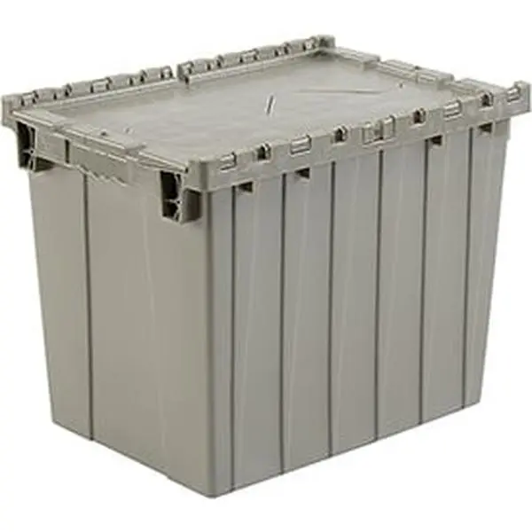 Monoflo International DC-2115-17 Gray Rectangle Plastic Storage Boxes with Attached Lid, 21.875x15.25x17.25 in Home Organizer Container