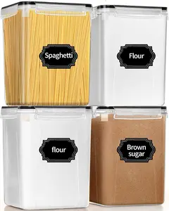 Large Airtight  Storage Containers 5.2L / 195oz, , 4 count Pantry Kitchen Organizers and Storage for Flour, Sugar, Baking Supplies, Plastic Flour Container with 20 Labels & Maker