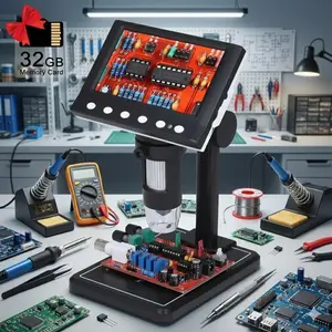 Professional Portable Wireless Digital Microscope with 8 LED Lights & Auto Focus – Android/iOS Compatible, 32GB Included, Perfect for PCB Repair, Inspection & Research.