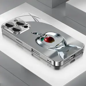 A Crystal Clear, Beautifully Designed Red Apple Pattern Glass Phone Case with Lens Protection, Suitable for iPhone Models 16 15 14 13 12 11 Promax Plus, Featuring an Attractive And Stunning Appearance.