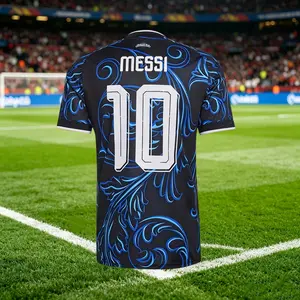 10# Messi 2026 Argentina National Team Home Short Sleeve Soccer Jersey Blue and White Casual