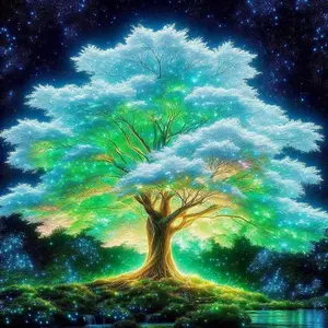 5D DIY Full Drill Diamond Painting - Diamond Painting Kit Dreamy Trees Mosaic Canvas DIY Wall Art, Home Wall Decoration, Diy Kits