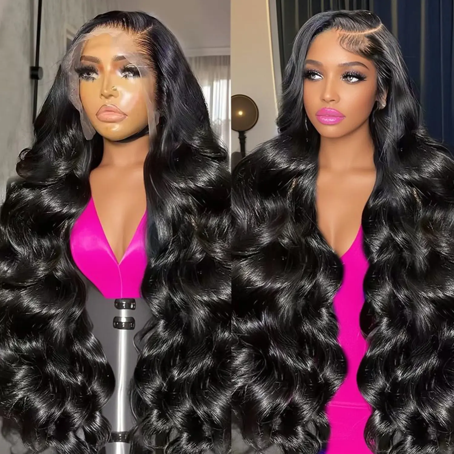 Kebetter 13x6 Lace Front Wigs Human Hair Pre Plucked 200% Density Body Wave HD Lace Front Wigs Human Hair with Baby Hair Natural Black Wig For Women