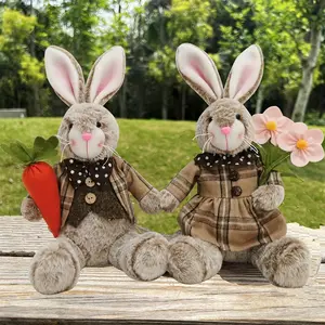 1pc/2pcs Easter Spring Decoration, Easter Party Centerpiece, Easter Basket Rabbit, Cute Rabbit Party Figurine, Spring Desktop Holiday Room Decoration Ornaments