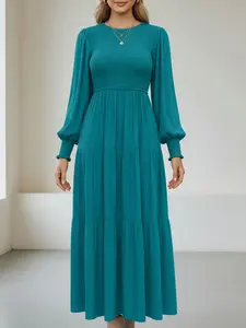 Long Sleeve Puffed Dress, Elegant, Comfortable and Formal Women's Evening and Party Wear, Fitted Style for Spring and Fall, Womenswear