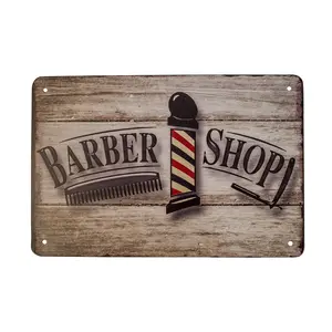 Vintage Metal Barber Shop 8x12 Wall Sign Barbershop Business Ad Man Cave Decor Garage Poster
