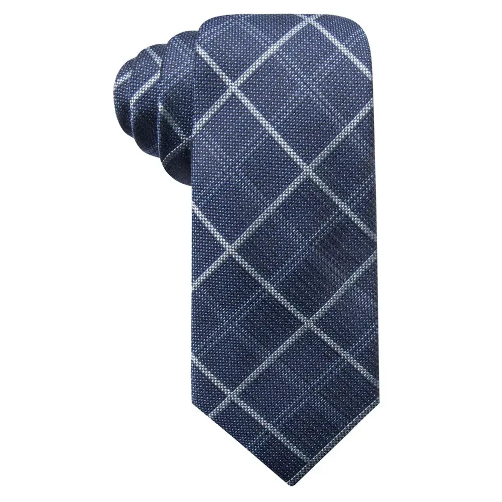 Ryan Seacrest Mens Parga Plaid Self-tied Necktie navy One Size