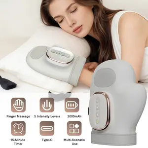 Heated Hand Massager with Pressure, USB Rechargeable Electric Hand Massager, 3 Massage Modes, 5 Adjustable Pressure Levels, Portable Wireless Design