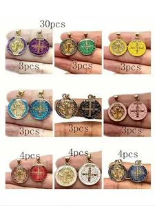 30 Vintage Saint Benedict Cross Pendants, Bulk Pack, Zinc Alloy DIY Jewelry Accessories, Perfect for Easter & Thanksgiving Crafts