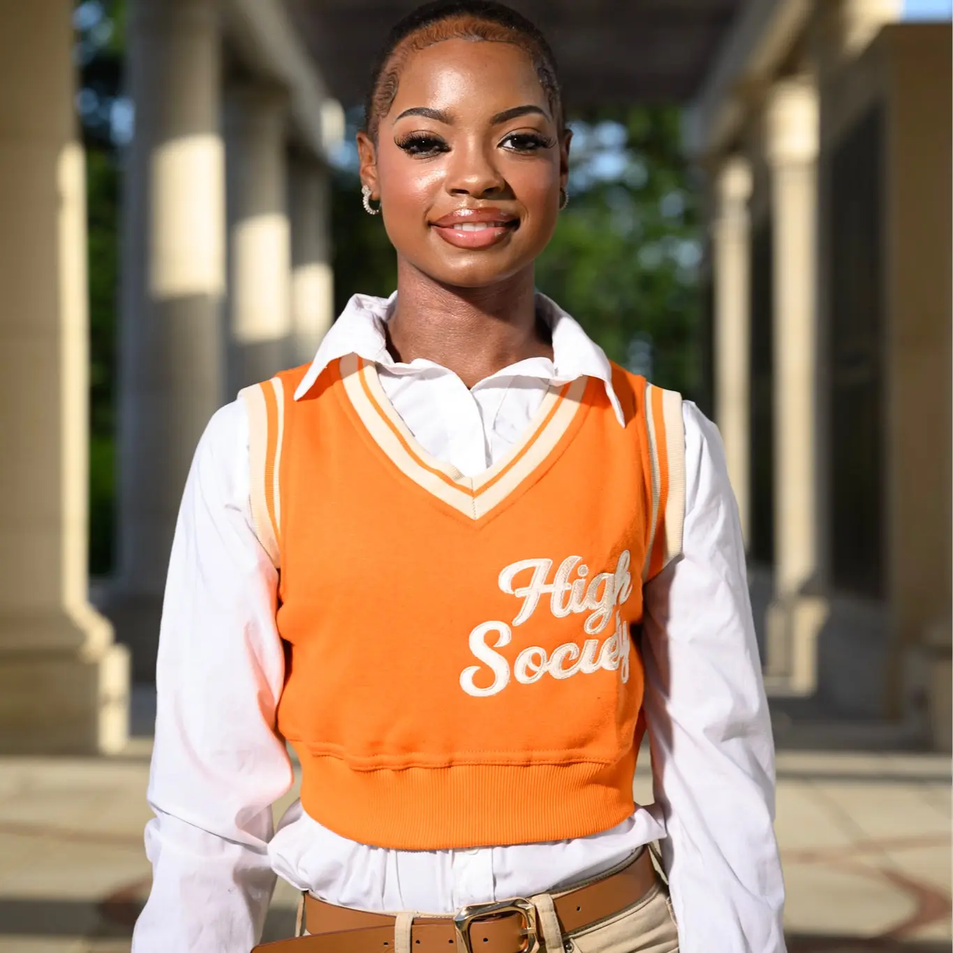 Orange Cropped Sweater Vest
