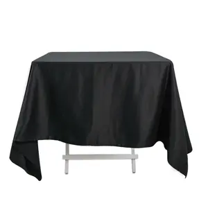 100% Cotton 70"x70" Square Tablecloth Black Linen - Soft & Breathable Fabric Table Cover