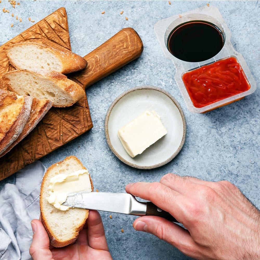 20/40 Sets Double Compartment Condiment Container With Lids, Reusable Snack Container for Sauces and Snacks, Disposable Snack Containers, Ideal for On-the-Go Meals and Parties