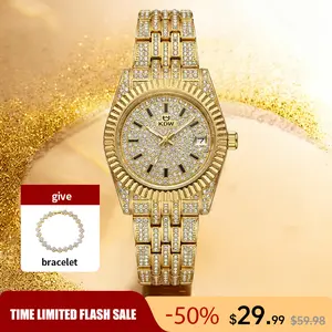 Ladies' Luxury Watch Full Diamond Bangle Watch – 30M Waterproof, Versatile & Practical, Timeless Classic Design, Comes with Matching Bracelet | Perfect Christmas Gift Option