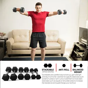 HolaHatha Hexagonal Dumbbell Weight Set with Rack, for Free Hand Strength Training HolaHatha Hexagonal Dumbbell Weight Set with Rack, for Free Hand Strength Training