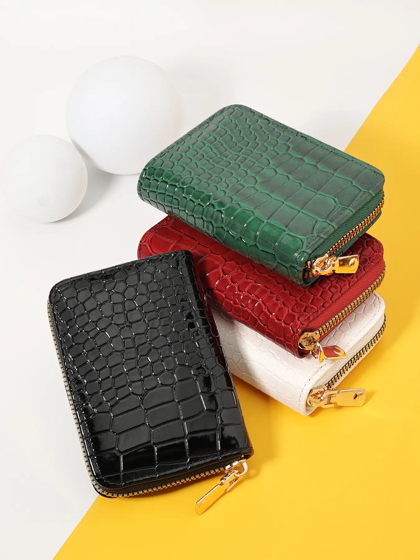 Fashionable and simple solid color card storage bag, easy to carry, multi slot coin wallet zipper, multi slot easy credit card slot, multi-purpose women's wallet card bag, Cardholder, Credit Card Organizer