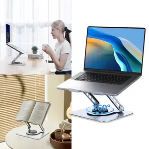 360° Rotating Laptop Stand - Multifunctional Laptop Stand for iPad, Mobile, Book - Adjustable Foldable Carbon Steel Laptop Stand