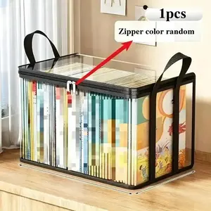 Large Clear Storage Box with Zipper Lid & Carry Handles – Foldable Heavy Duty Plastic Organizer Bin for Clothes, Blankets, Toys, Moving & Home Storage,Perfect for Home, Camping, Travel, Attic and Moving