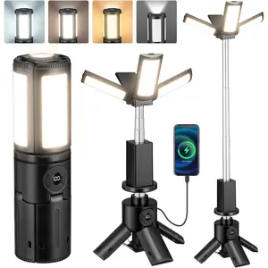 Telescopic Camping Light, 12000mAh Rechargeable Camping Lights Portable with Stand Collapsible Outdoor Camping Lanterns 7200/5000/3600K Dimmable IPX5  for Camping Hiking