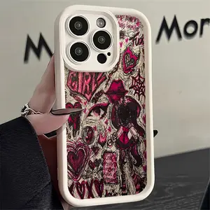 Phone Case: 1pc Graffiti Pink Hearts Girl Design Phone Case Suitable for Apple iPhone 17 E Air Pro ProMax iPhone16 15 14 Plus 13 12 Mini 11 X XS XR Antidrop Phone Case Softshell Funky Cute Can Be Given to Friends