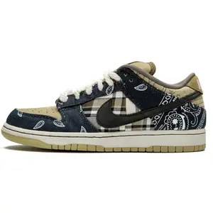 Travis Scott x Nike Dunk SB "Jackboys" Suede Paisley Print Low-Top Skate Shoes for Men and Women