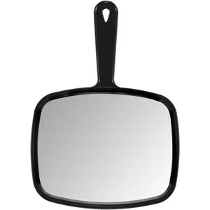 Hand Mirror,9.3" L x 6.7" W Salon Barber Hairdressing Handheld Mirror with Handle, Square Black