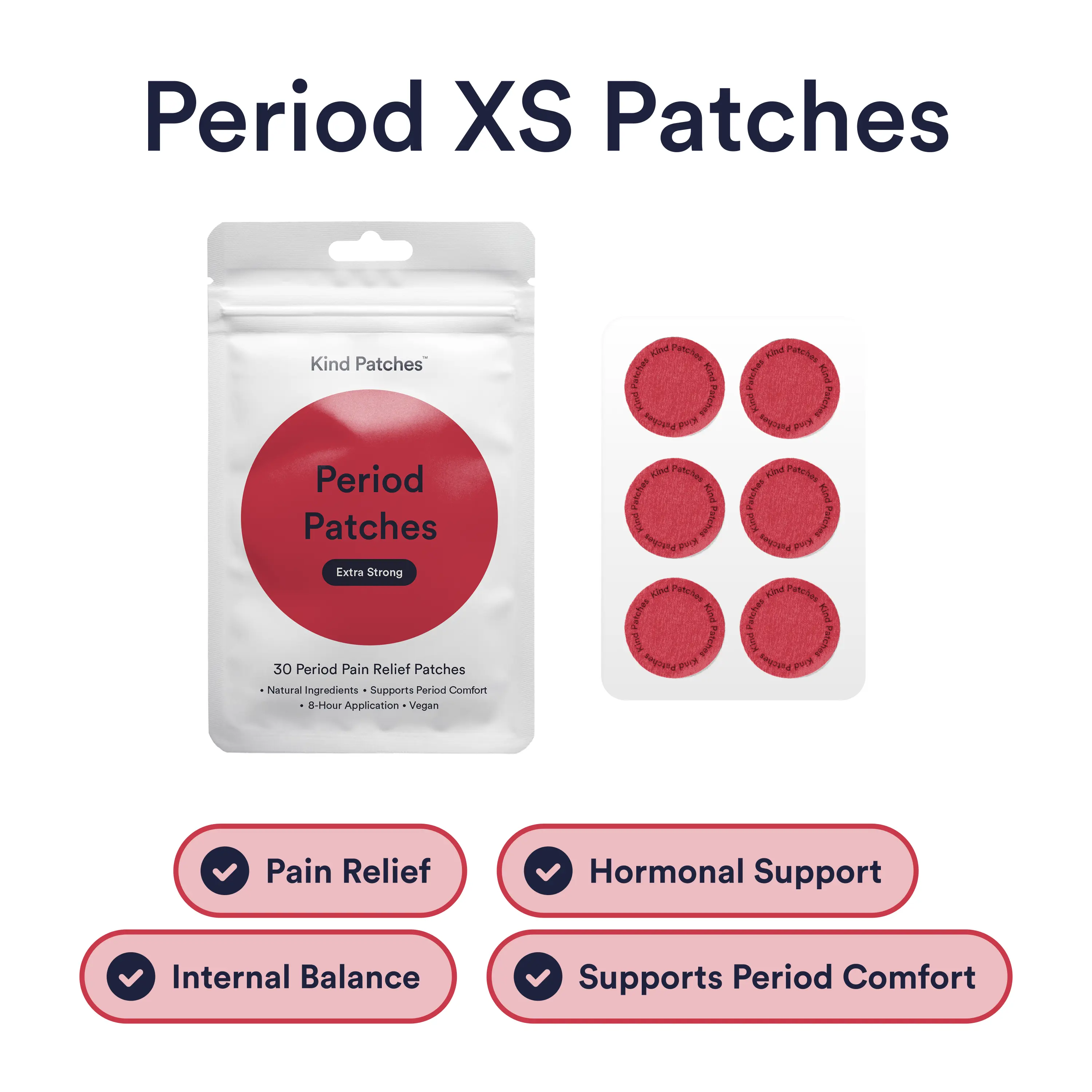 Kind Patches, Period Patches Extra Strong, 14 Period Relief Patches: Natural ingredient, Support Period Comfort, 8 Hour Application