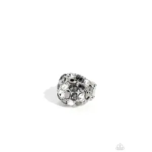 BLING Loud and Proud - Silver Smoky White Hematite Gem Ring - Paparazzi
