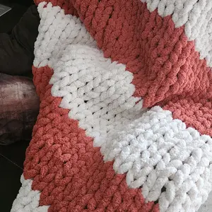 40x60in chunky knit blanket Washable Striped Soft