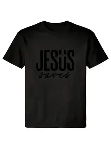 cotton Men's JESUS Saves Graphic T-shirt, Classic Pullover Top in a Soft Cotton Blend, Regular Fit Longsleeve for Casual Menswear Casual Cotton Menswear Crewneck  Print Tee Womenswear Streetwear Tshirt