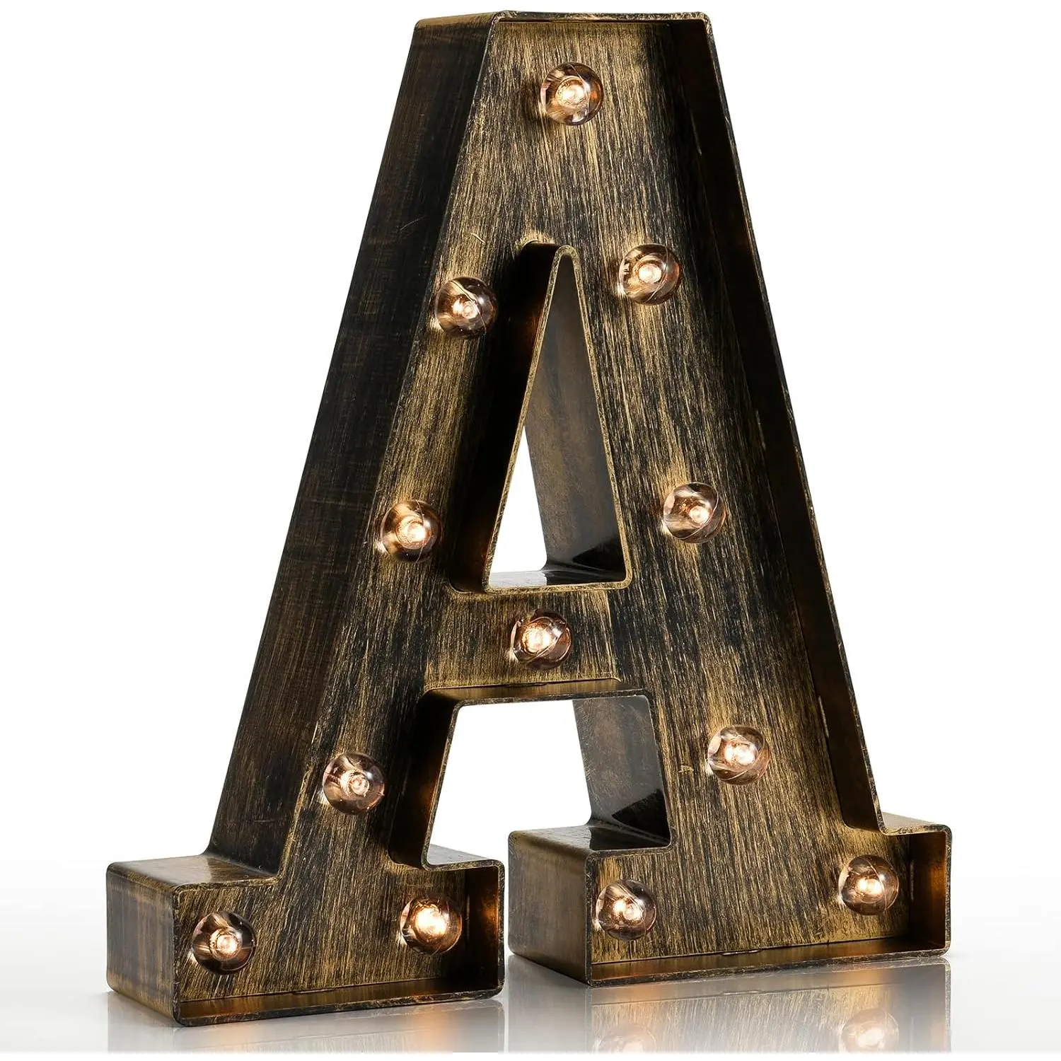 P-SO045    Vintage Light Up Marquee Letters with Lights – Illuminated Industrial Style Lighted Alphabet Letter Signs - Coffee Bar Apartment Bedroom Wall Home Initials Decor A-Z