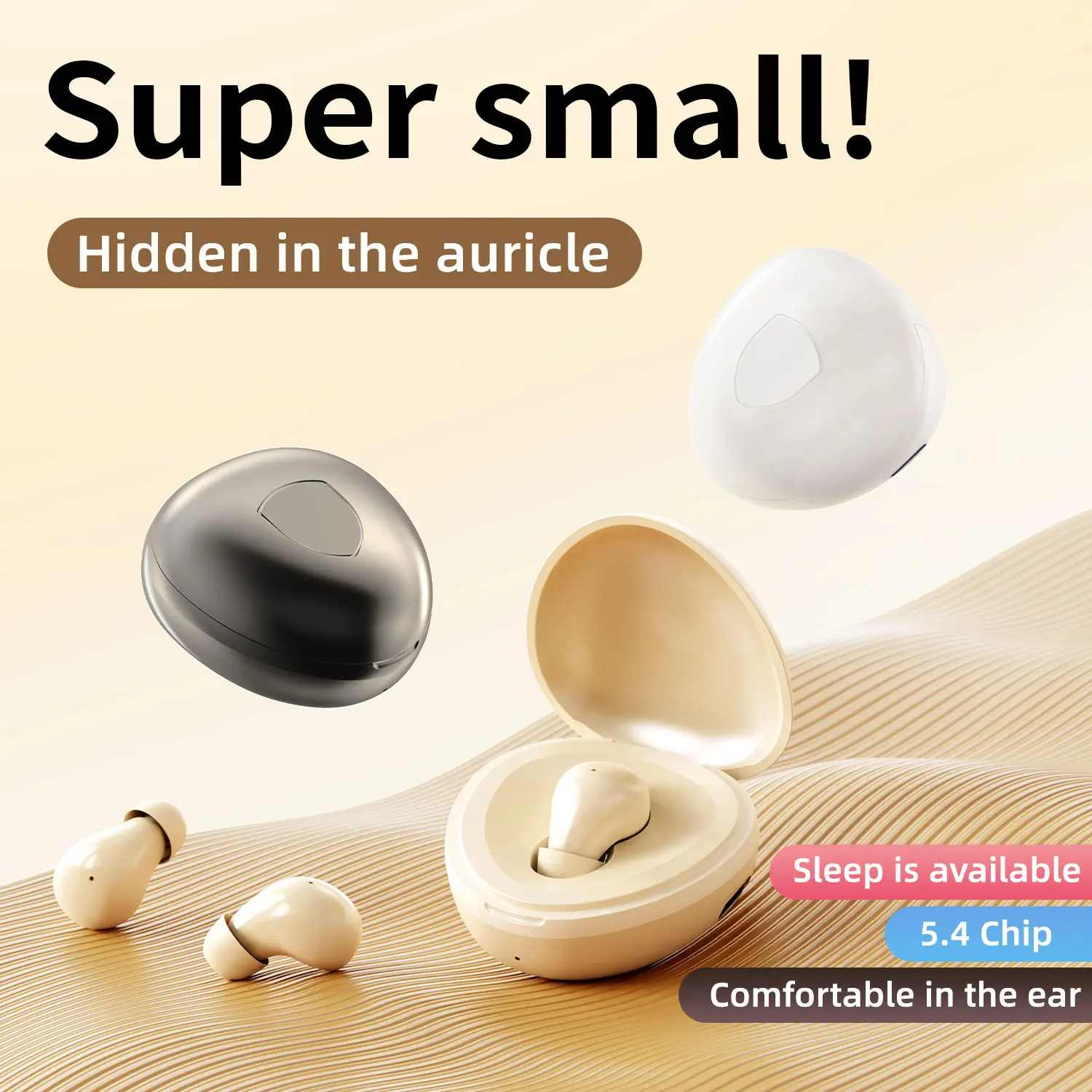 Single Mini Invisible Small Earbud Wireless Whitetooth Headset Ear Bud for Small Ears Canals Women Sleep Earbuds Sleeping Tiny Micro Smallest Discreet Hidden Earbuds Headphones for Work