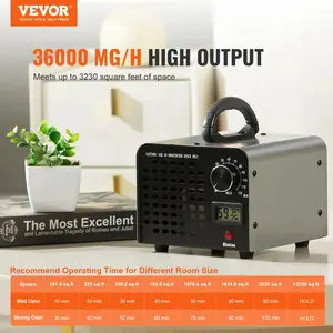 Ozone Generator  Max. 36000mg/h Ozone Machine, Odor Remover, High Capacity Commercial/Industrial, 0-120 Min Time Setting for Rooms & Cars