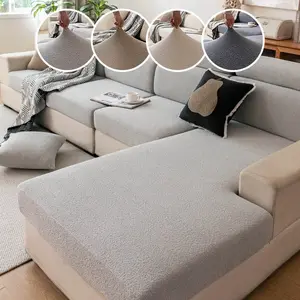Stretchable Sofa Cover Elastic Fabric Universal Fit Pet Friendly Dustproof Soft Sofa Protector Sofa Slipcover Elastic Furniture Protector Home Decor Protector Suitable for L-Shaped & 1-4 Seater Sofas