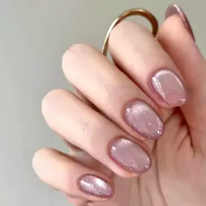 Jelly Girl Pink Press-On Nails Reusable Oval Shape 24 pcs in 12 Sizes Soft Translucent Glossy Finish for Everyday Wear