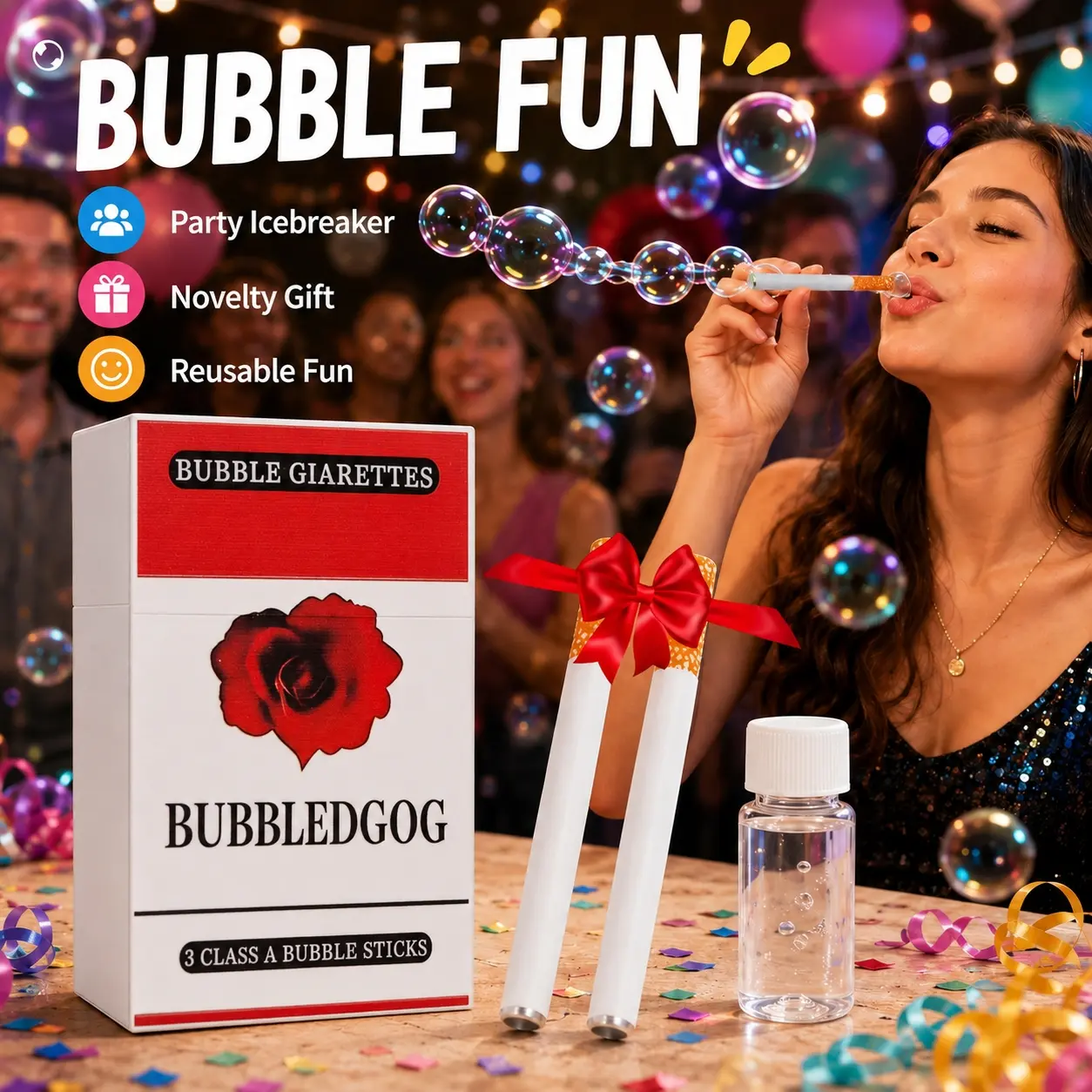 Funny Bubble Blower Sticks with Refillable Empty Bottle, Novelty Reusable Bubble Toy Set, Compact Box Party Favor & Gag Gift, Mini Relaxing Fidget Fun for Adults, Office Breaks, Birthdays, Pranks, Festivals & Lighthearted Entertainment