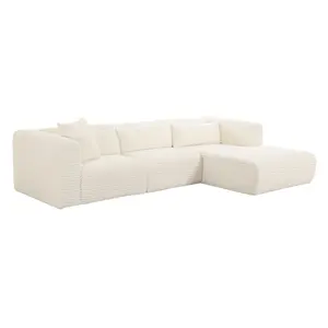 Tarra 3-Piece Fluffy Oversized Performance Corduroy Modular L-Shaped Sectional